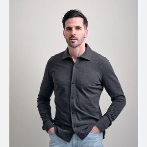 Left Coast Tee Men’s High Desert Black Long Sleeve Full Button Knit Sports Shirt